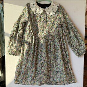 Tartine et Chocolat Floral Dress with Lace Collar